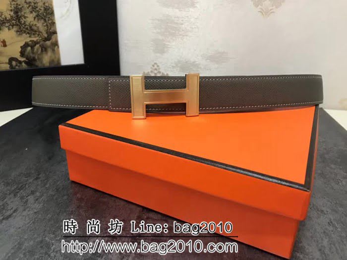 愛馬仕HERMES 雙面原版進口牛皮 拋光雕刻logo 雙面可用 高端男士皮帶 HHG1474